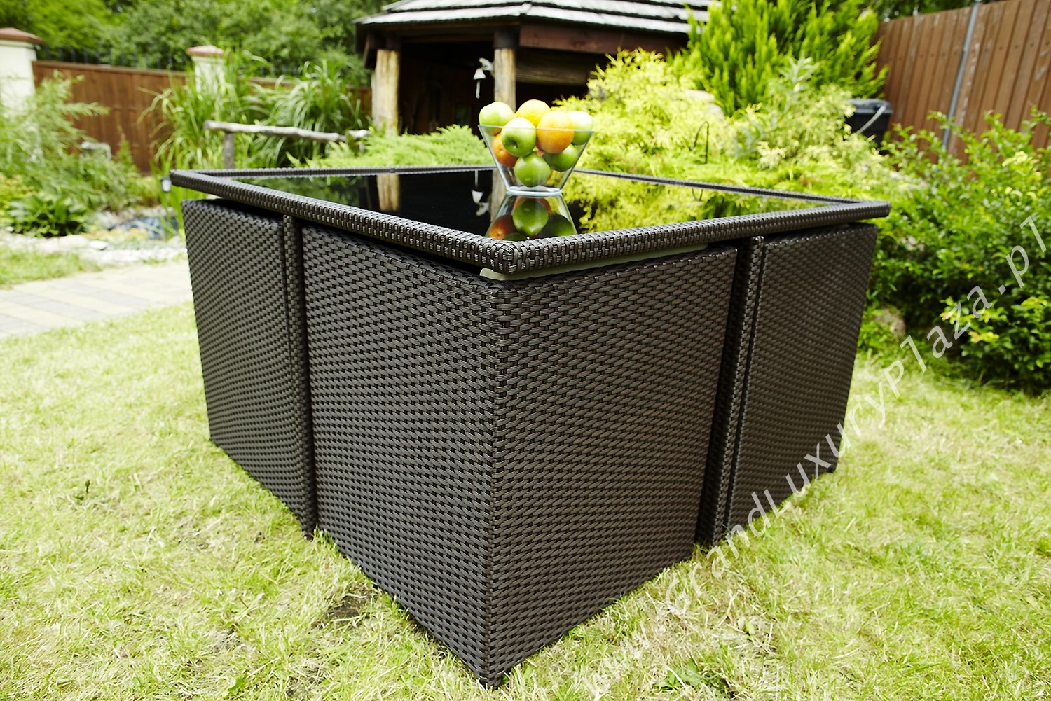 Komplet technorattan 4 fotele + 4 pufypodnóżki + stół MALIBU4 Komplet technorattan 4 fotele + 4 pufypodnóżki + stół MALIBU4